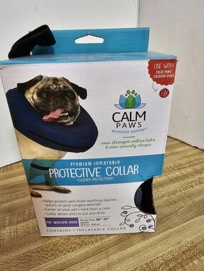 Calm Paws Inflatable Protective Collar Medium Dog 10-13" New w/ Calming Disk